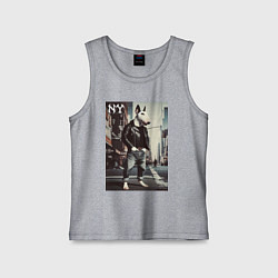 Майка детская хлопок Dude bull terrier is a New Yorker, цвет: меланж