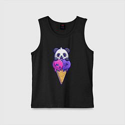 Майка детская хлопок Panda ice cream, цвет: черный