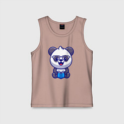 Майка детская хлопок Панда с книгой, цвет: пыльно-розовый