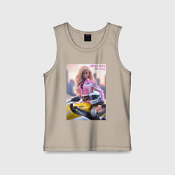 Майка детская хлопок Barbie racing - Kawasaki Ninja, цвет: миндальный