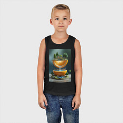 Майка детская хлопок Релаксирующий водопад спелых апельсинов, цвет: черный — фото 2