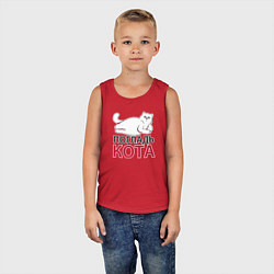 Майка детская хлопок Погладь кота, цвет: красный — фото 2