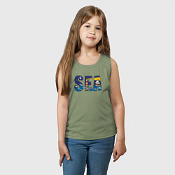 Майка детская хлопок Парусник на морских волнах, цвет: авокадо — фото 2