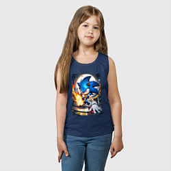 Майка детская хлопок Соник супер удар, цвет: тёмно-синий — фото 2