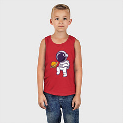 Майка детская хлопок Saturn football, цвет: красный — фото 2