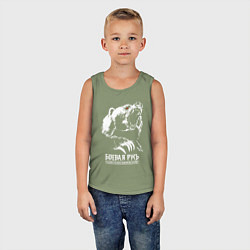 Майка детская хлопок Русь - русский дух перед врагом не дрогнет, цвет: авокадо — фото 2