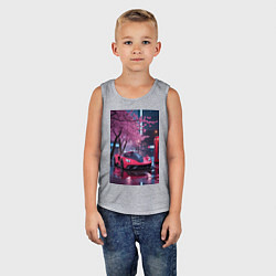 Майка детская хлопок Суперкар и сакура, цвет: меланж — фото 2