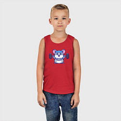 Майка детская хлопок Мышонок со штангой, цвет: красный — фото 2