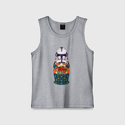 Майка детская хлопок Матрешка в шлеме штурмовика звездные войны, цвет: меланж