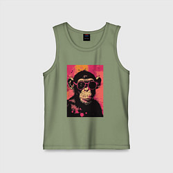 Майка детская хлопок Крутая обезьянка, цвет: авокадо