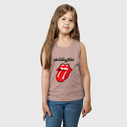 Майка детская хлопок Rolling Stones - logo, цвет: пыльно-розовый — фото 2