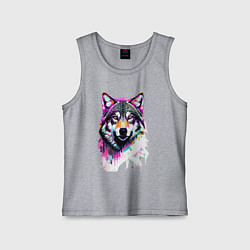 Майка детская хлопок Волчья морда - нейроарт, цвет: меланж