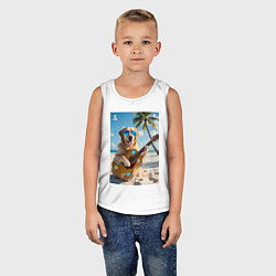 Майка детская хлопок Собака играет на гитаре, цвет: белый — фото 2