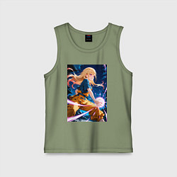 Майка детская хлопок Марин Китагава косплей Dragon Ball, цвет: авокадо