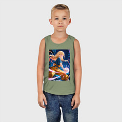 Майка детская хлопок Марин Китагава косплей Dragon Ball, цвет: авокадо — фото 2