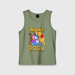 Майка детская хлопок Winnie Pooh hugs, цвет: авокадо