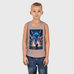 Майка детская хлопок Соник убегает от ракет, цвет: пыльно-розовый — фото 2