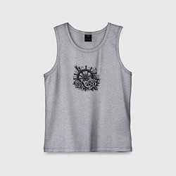 Майка детская хлопок Штурвал и две розы, цвет: меланж