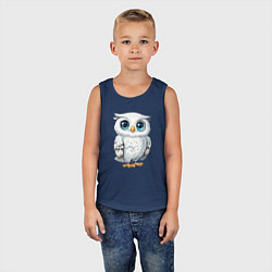 Майка детская хлопок Белая сова с голубыми глазами, цвет: тёмно-синий — фото 2