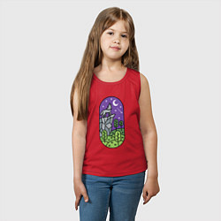 Майка детская хлопок Волк на скале, цвет: красный — фото 2