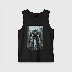 Майка детская хлопок Конвой роботов в городе, цвет: черный