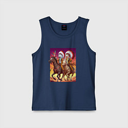 Майка детская хлопок Индейцы Рик и Морти скачут на лошадях, цвет: тёмно-синий