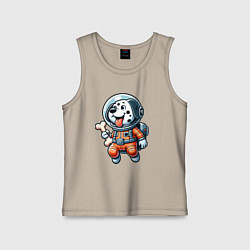 Майка детская хлопок Dalmatian cosmonaut puppy with a bone, цвет: миндальный