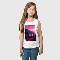 Майка детская хлопок Суперкар едет около океана, цвет: белый — фото 2