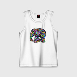 Майка детская хлопок Цветной слоник, цвет: белый