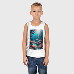 Майка детская хлопок Подводный коралловый риф с рыбками, цвет: белый — фото 2