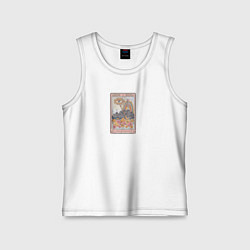 Майка детская хлопок Таро карта со скелетом и глаз, цвет: белый