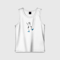 Майка детская хлопок Морская птица голубоногая олуша танцует, цвет: белый