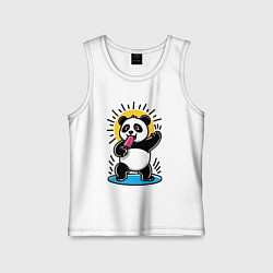 Майка детская хлопок Панда с мороженым в стиле комикса, цвет: белый