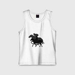 Майка детская хлопок Конь с наездником тень бунтарства, цвет: белый