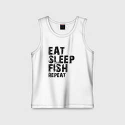 Майка детская хлопок Eat sleep fish, цвет: белый