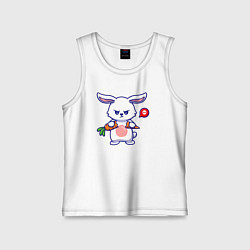 Майка детская хлопок Сердитый кролик с морковкой, цвет: белый