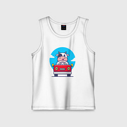 Майка детская хлопок Коровка водитель, цвет: белый