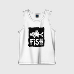 Детская майка Рыба в черном штрихе