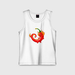 Майка детская хлопок Дракон чили, цвет: белый