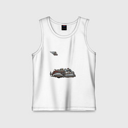 Майка детская хлопок Ретрофутуризм летающая пожарная машина, цвет: белый