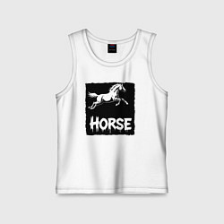 Майка детская хлопок Лошадь в прыжке, цвет: белый