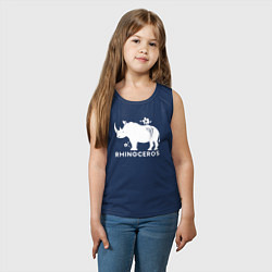 Майка детская хлопок Носорог с цветами, цвет: тёмно-синий — фото 2