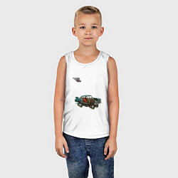 Майка детская хлопок Летающий автомобиль, ретроутуризм, цвет: белый — фото 2