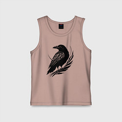 Майка детская хлопок Ворон на ветке, цвет: пыльно-розовый