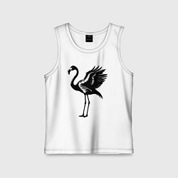 Майка детская хлопок Черный фламинго с крыльями, цвет: белый
