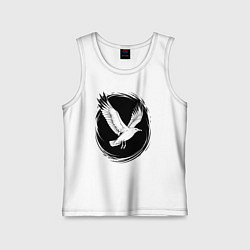 Майка детская хлопок Чайка в черном круге, цвет: белый