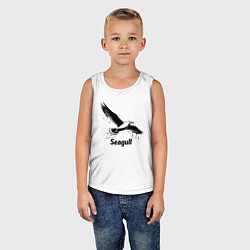 Майка детская хлопок Чайка черной краской, цвет: белый — фото 2