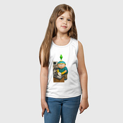 Майка детская хлопок Эрик картман моет посуду в Sims, цвет: белый — фото 2