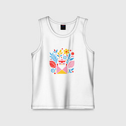 Майка детская хлопок Сова абстракция, цвет: белый