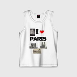 Майка детская хлопок I love Paris, цвет: белый